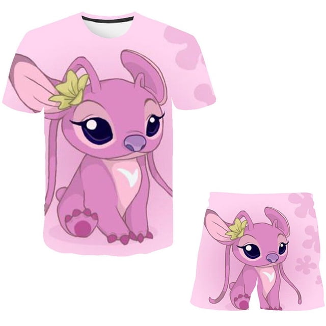 Niñas verano niño niñas Disney Stitch ropa 2 uds trajes niños ropa para niñas chándal traje para niñas niños ropa 7T Gao Jinjia LED