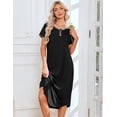 thumbnail image 2 of Ekouaer 3 Pack Long Nightgowns for Women Plus Size Moo Moos Short Sleeve House Dress Button Night Gown Soft Sleepwear, 2 of 6