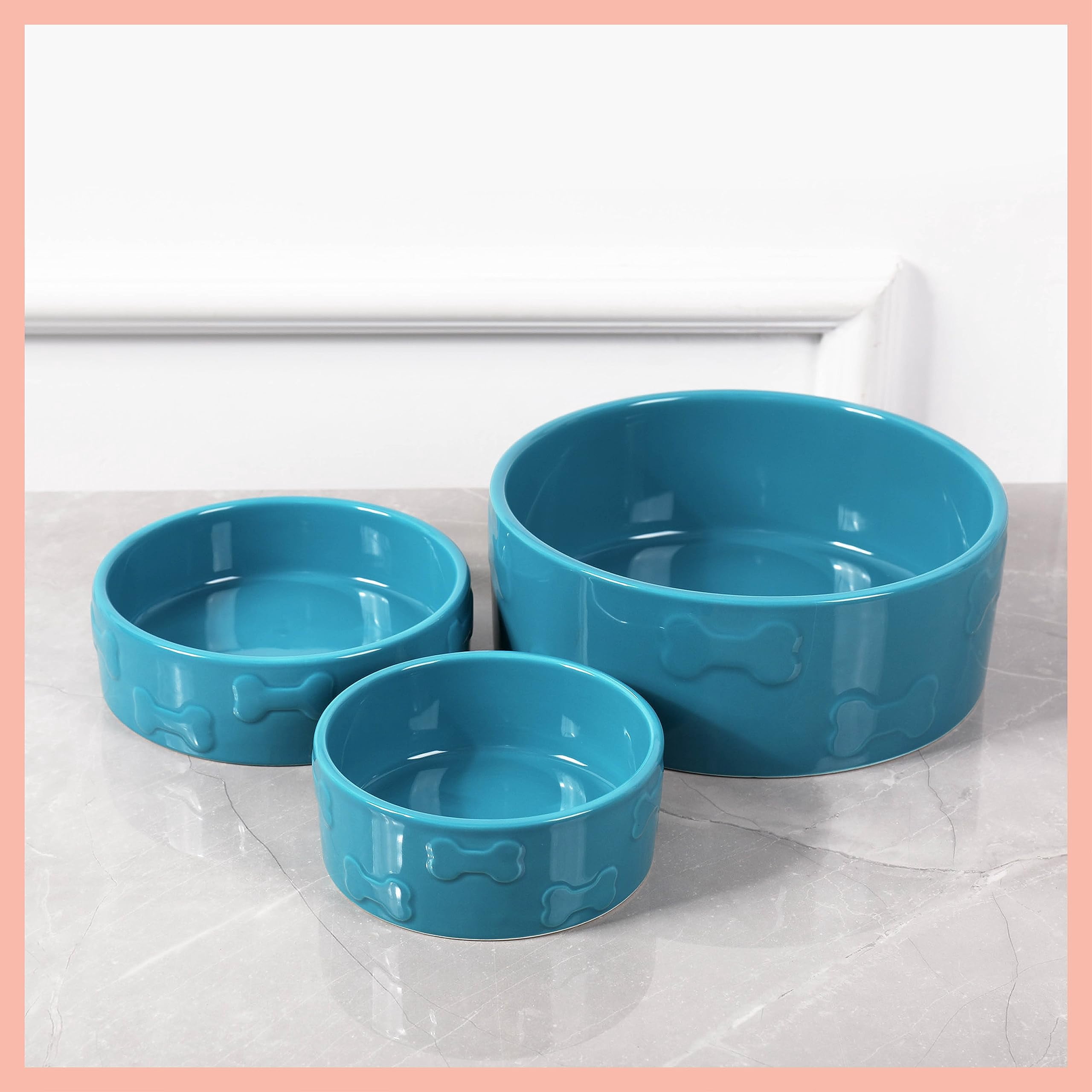 Park Life Designs Ceramic Manor Pet Bowl, Azure, Small