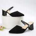 thumbnail image 5 of QNANSPI Women's Wedge Heel Shoes, Summer Casual Footwear for Women, Women Pointed Toe Closed Front Mule Shoes With Low Broad Heel In Solid Color Summer Footwear, 5 of 6