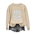 thumbnail image 5 of Oversized Womens Halloween Sweatshirt Skull Graphic Crew Neck Pullover Long Sleeve Loose Fit Casual Fall Winter Tops Ribbed Cuffs and Hem Cozy Streetwear Graphic Sweatshirt, 5 of 6