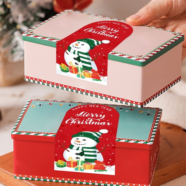 Christmas Stickers Pack of 50, Self-Adhesive Decorative Labels with Festive Designs, Colourful Gift Box Sealing Stickers for Holiday Packaging and Greeting Cards