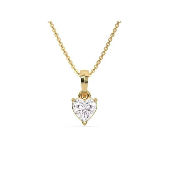 1.00 CT Heart Cut Moissanite Solitaire Heart Pendant Necklace For Women Perfect Gift For Her 18k Yellow  Gold Plated