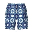 thumbnail image 4 of Lsque Mens Swim Trunks Vintage Blue Pattern - Bathing Suit Compression Liner - Beach Swim Shorts Swimwear - (S-3XL) - Stretch Quick Dry -X-Large, 4 of 9