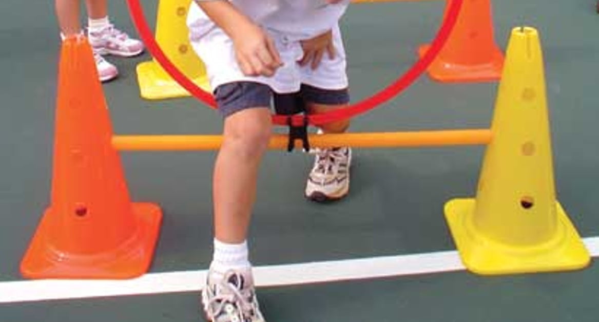 Oncourt Offcourt Tennis Kids Fun Set - Set Includes 4 Hoops, 4 Cones, 2 Poles, 2 Clips/For Ages 2-10 / Tennis Training Aid