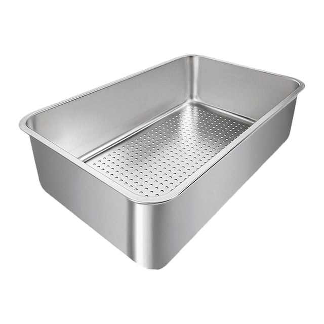 Caja de arena para gatos, inodoro para gatos, contenedor desmontable de lados altos, acero inoxidable resistente D