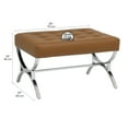 thumbnail image 4 of Studio Designs Home Newel Modern Square Ottoman Blended Leather and Chrome Metal Frame in Chrome and Caramel, 4 of 8