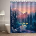 thumbnail image 2 of Trippy Shower Curtain, Mountain Shower Curtain, Forest Shower Curtain, Cool Shower Curtain, Tree Shower Curtain Set with 12 Hooks, Bathroom Decor, 72X72 inches, 2 of 6