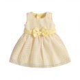thumbnail image 1 of Vestido Informal A Cuadros Para NiñAs PequeñAs, Sin Mangas, Cuello Redondo, LíNea A, Con Lazo En La Cintura, 1 of 4