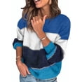 thumbnail image 1 of Asyoly Women Color Block Striped Sweater Long Sleeve Crewneck Knit Pullover Winter Casual Loose Jumper Soft Warm Tops, 1 of 8