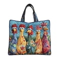 thumbnail image 2 of Colorful Quilted Chicken Tote Bag 5 Whimsical Rooster Patchwork Shoulder Bag Large Handbag For Market Beach And Everyday Use, 2 of 8