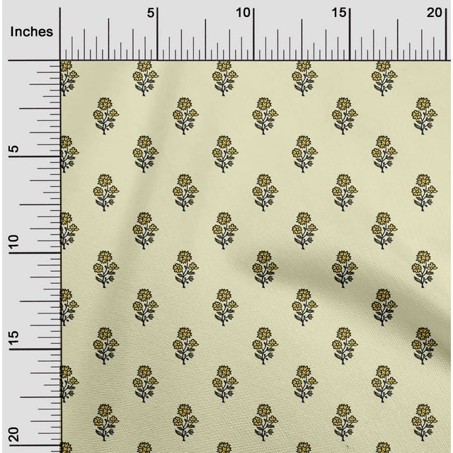 oneOone Georgette Viscose Fabric Leaves & Floral Block Print Fabric BTY 42 Inch Wide
