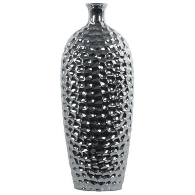 Urban Trends Collection 21293 Ceramic Oval Vase with Small Mouth, Silver - Large