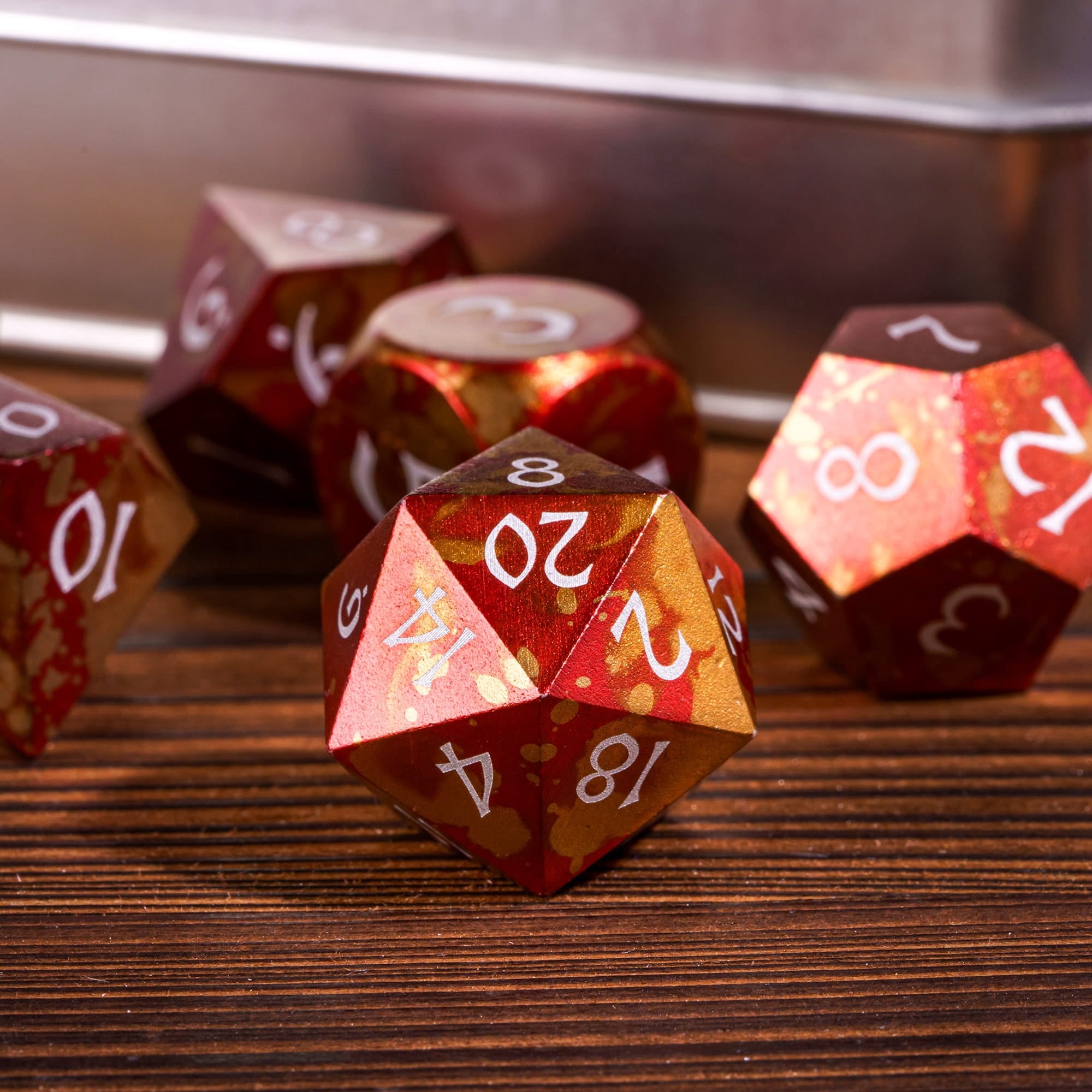 Cusdie 7-Die DND Dice Set - Premium Aluminum Metal Dice Polyhedral D&D Dice Set for Dungeons and Dragons TTRPG Role Playing Games