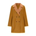 thumbnail image 4 of Zedker Womens Winter Coats Long Pea Coat Notched Collar Double Breasted Trench Coat Fall Winter Elegant Long Jacket Outerwear Yellow L, 4 of 9