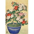 thumbnail image 2 of Koson, Ohara 23x32 Gold Ornate Wood Framed with Double Matting Museum Art Print Titled - Blooming azalea in blue pot, 2 of 4