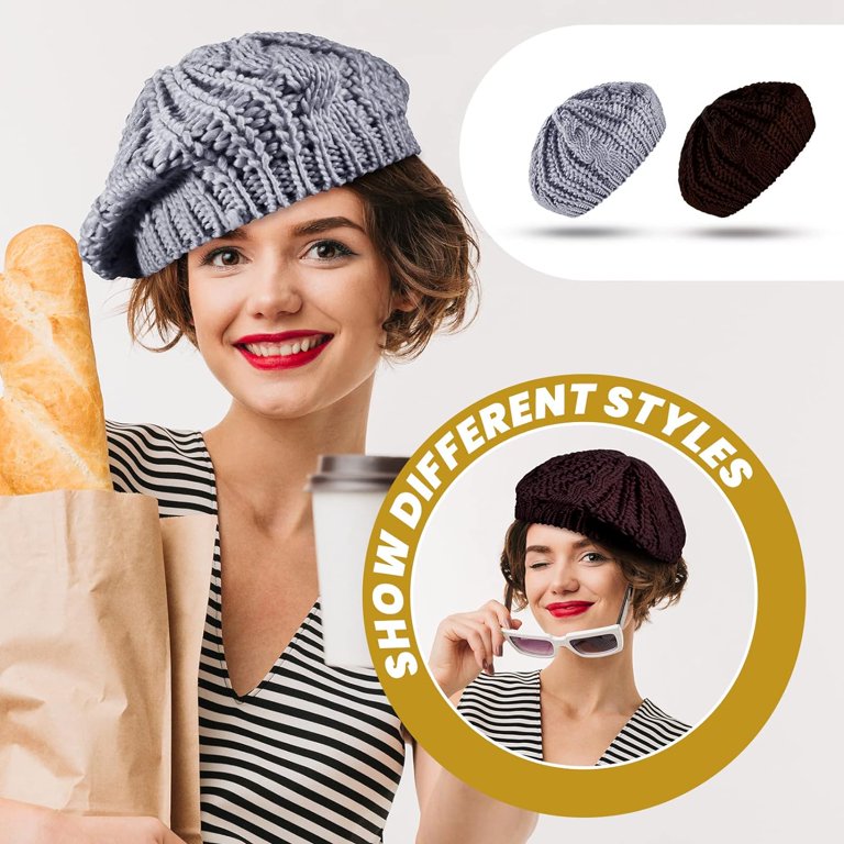 Soft Knit Lightweight Crochet Beret 4 Pieces Beret Hats for 