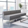 thumbnail image 2 of Flash Furniture HERCULES Imagination Series 3 Piece Gray LeatherSoft Waiting Room Lounge Set with Ganging Clips - Reception Bench with Ganging Clips, 2 of 9