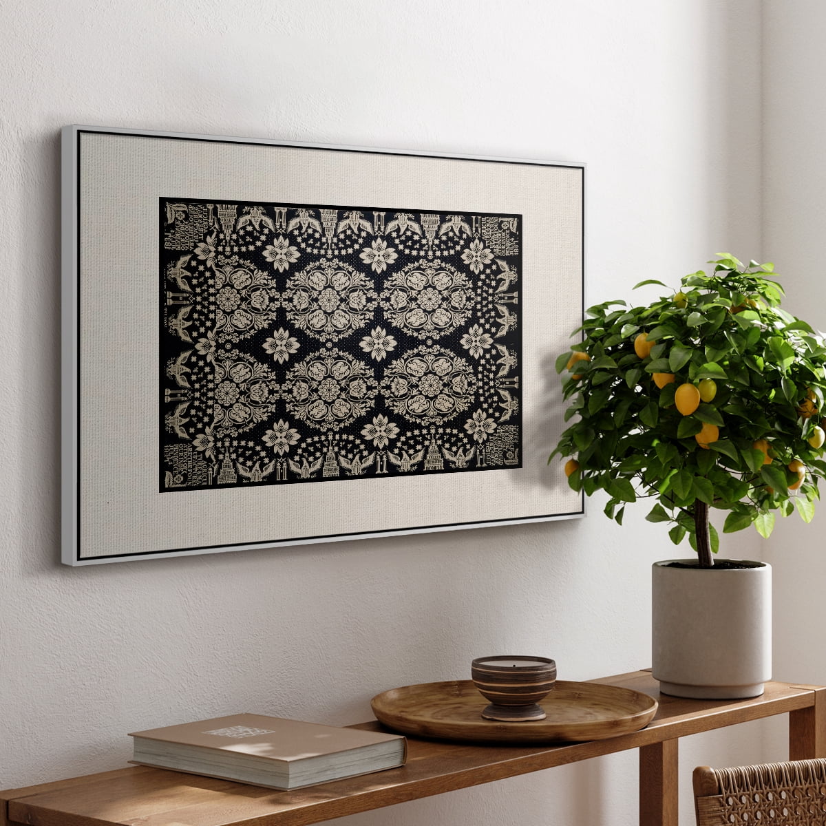 Vintage Abstract Print-XI Framed in White Wood Gallery Wrapped Canvas 25 in. x 37 in.