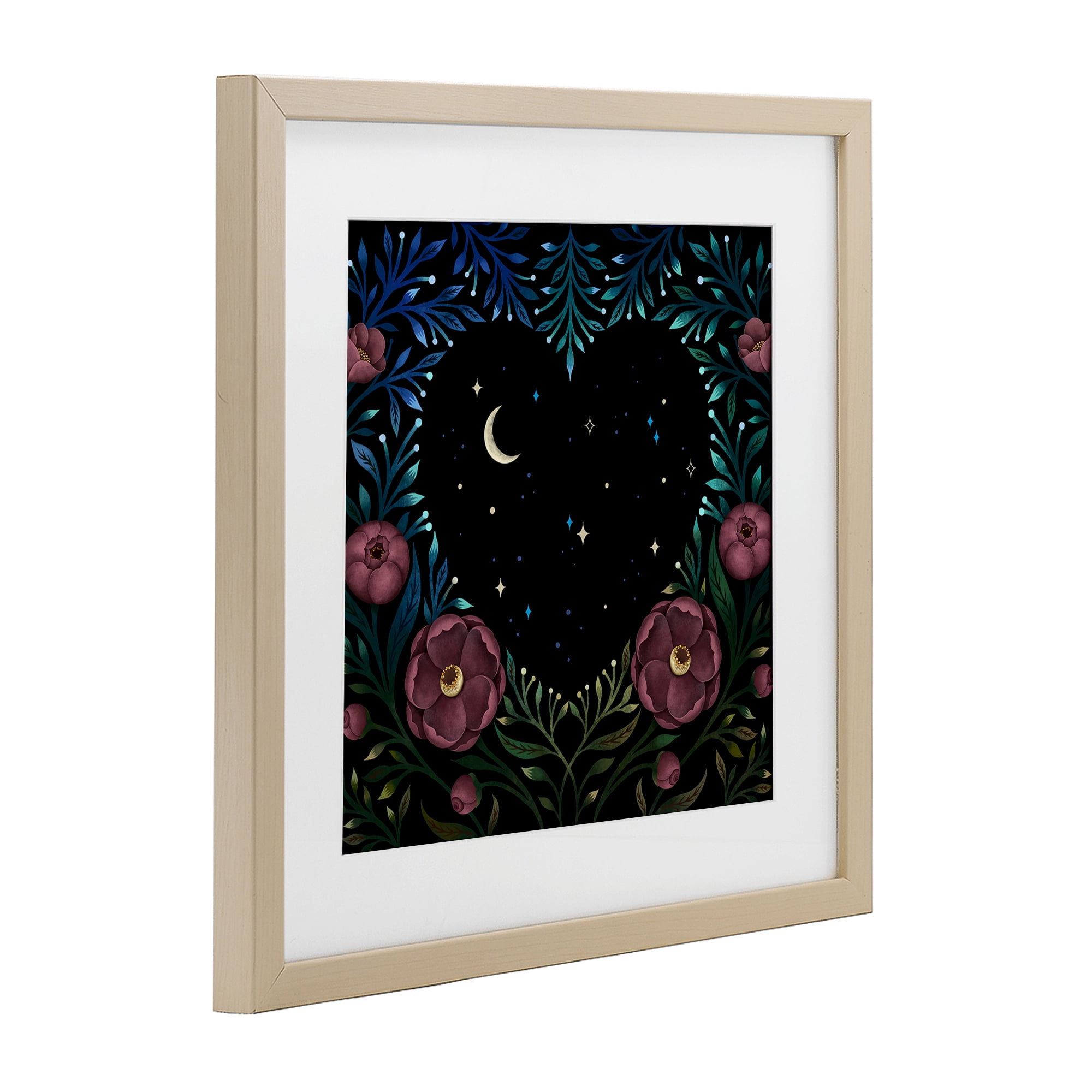 Stupell Industries Heart Night Sky Garden Birch Framed Print Under Glass, design by Episodic Drawings