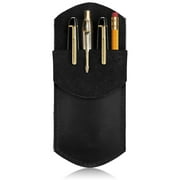 Rustic Leather Pocket Protector For Pens, Pencils Office & Work Essentials, Pen Holder Is Handmade By Nabob Leather (Black)