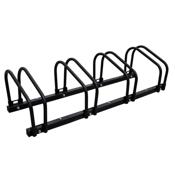 Trimate Bicycle Floor Parking Rack Stand for 4 Bicycles, Indoor Home Garage Storage,  2.4" Width for Most of Bicycles, 40"x12.6"x10.3", Steel Black Powder Coated