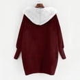 thumbnail image 3 of Women Solid Color Coat Warm Winter Overcoat Fluffy Jacket Button Down Overcoat Windproof Outer Coat Long Sleeve Cardigan, 3 of 6