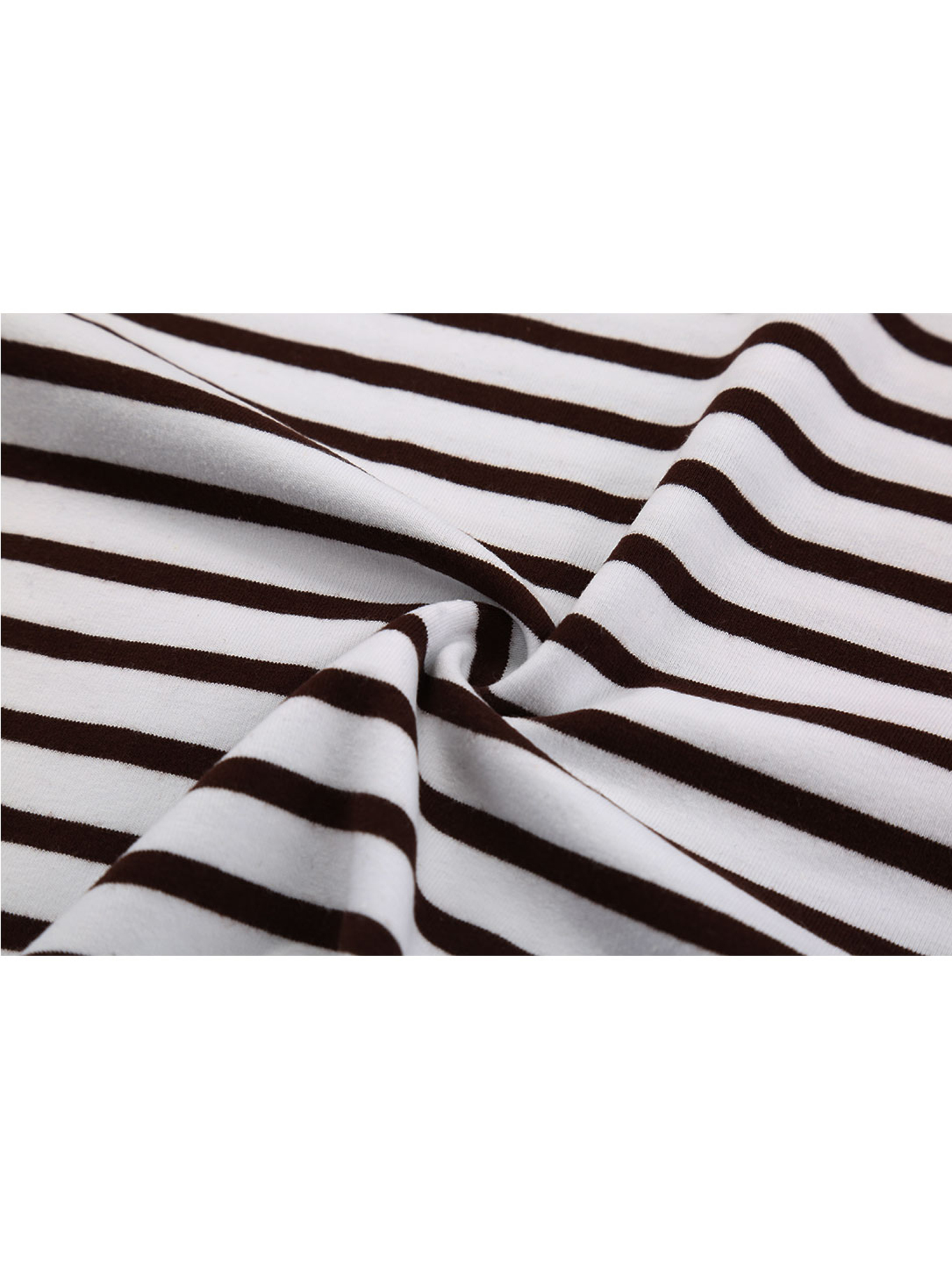 Unique Bargains Men's Long Sleeve Pullover Top Crew Neck Striped T-Shirts 40 Brown