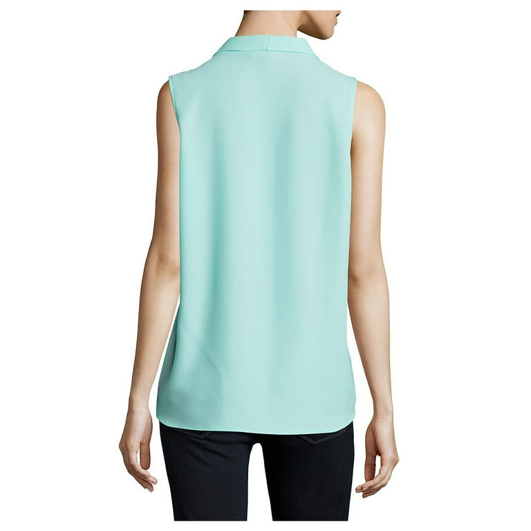 Calvin Klein Women s Pleated V Neck Shell Black Size Medium
