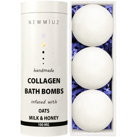Creamy Collagen Bubble Bath Bombs with Oatmeal Milk Honey Essential Oils Luxurious Bath Gift Dry Skin Nourishment Indulge in A Blissful Bathing Spa