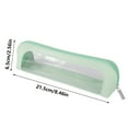 thumbnail image 3 of SLYNSHome Small Clear Pencil Case,Mini Makeup Bag PU Leather Travel Makeup Brush Case Portable Transparent Waterproof Pencil Pouch Office Supplies - Green, 3 of 7