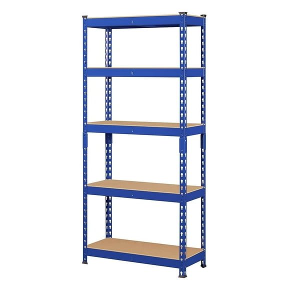 5-Tier Utility Shelves, Metal Storage Shelves, Adjustable Shelving Units, Boltless Assembly, Garage Shelves, Shed Shelving for Warehouse, Garage Shed, Basement-Blue , 27.5 x 12x 60 Inch