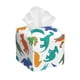 thumbnail image 1 of Balery Colorful Dinosaur Porta Pañuelos de Cuero con Estampado – Funda Moderna Cuadrada para Caja de Pañuelos, Dispensador 5x5x5'', 1 of 7