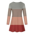 thumbnail image 5 of Robes d'Automne pour Femmes Col Rond Bloc de Couleur Robe à Manches Longues Décontractée Ample Tunique Évasée Mini Robes, 5 of 5