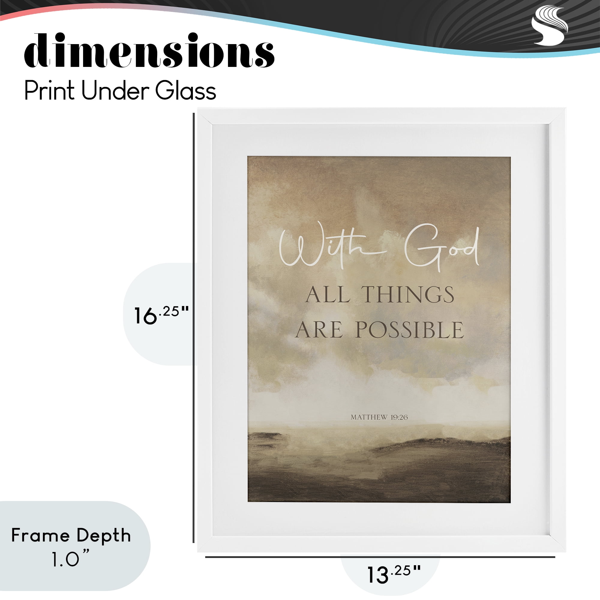 Stupell Industries With God Matthew Proverb White Framed Print Under Glass, design by John Spaeth