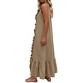 thumbnail image 2 of Aellinatey Women's Cotton Dress Linen Sleeveless Tiered Ruffle Maxi Long, 2 of 9