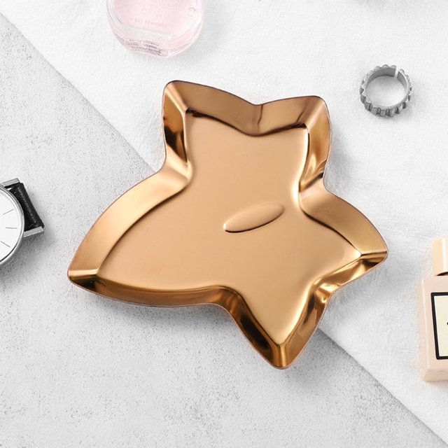 Bandeja de joyería de acero inoxidable Fiudx para mujer anillos pendientes y accesorios de fotografía decorativa de metal
