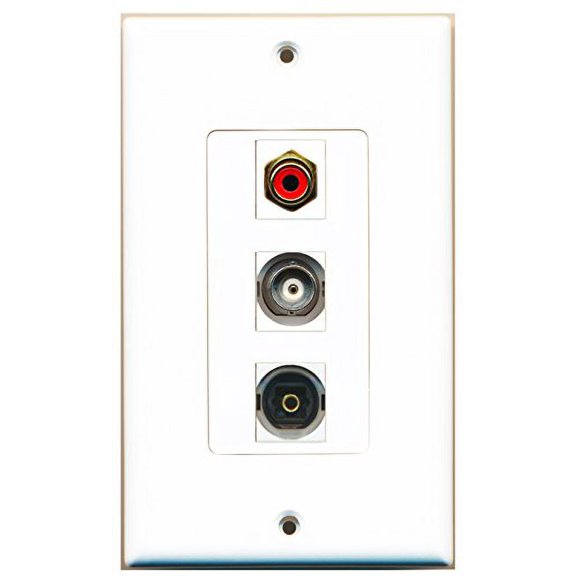 RiteAV - 1 Port RCA Red and 1 Port Toslink and 1 Port BNC Decorative Wall Plate Decorative