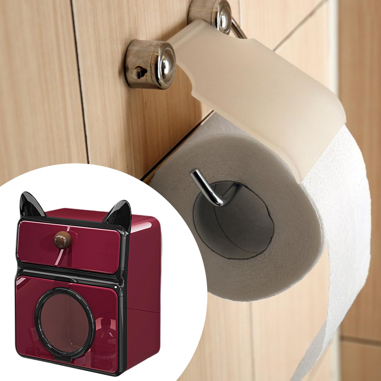 Fiocias Toilet Paper Holder Bathroom Tissue Box Waterproof Paper Roll Holder Simple Wall Red and Black