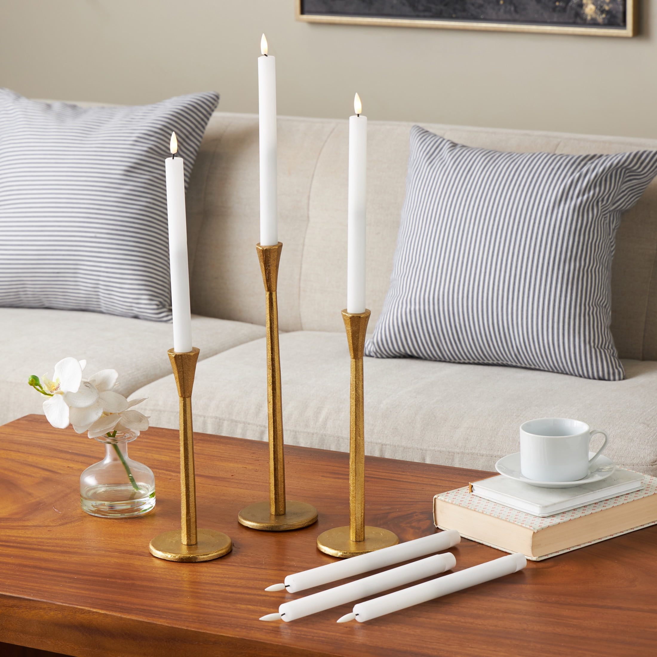 DecMode 11"H Unscented Wax  Flameless Candle with Remote Control (Set of 6)
