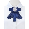 thumbnail image 4 of INSPIRE CHIC Women's Ribbon Brooch Bowknot Necktie Wedding Party Bow Brooches Deep Blue-02, 4 of 5