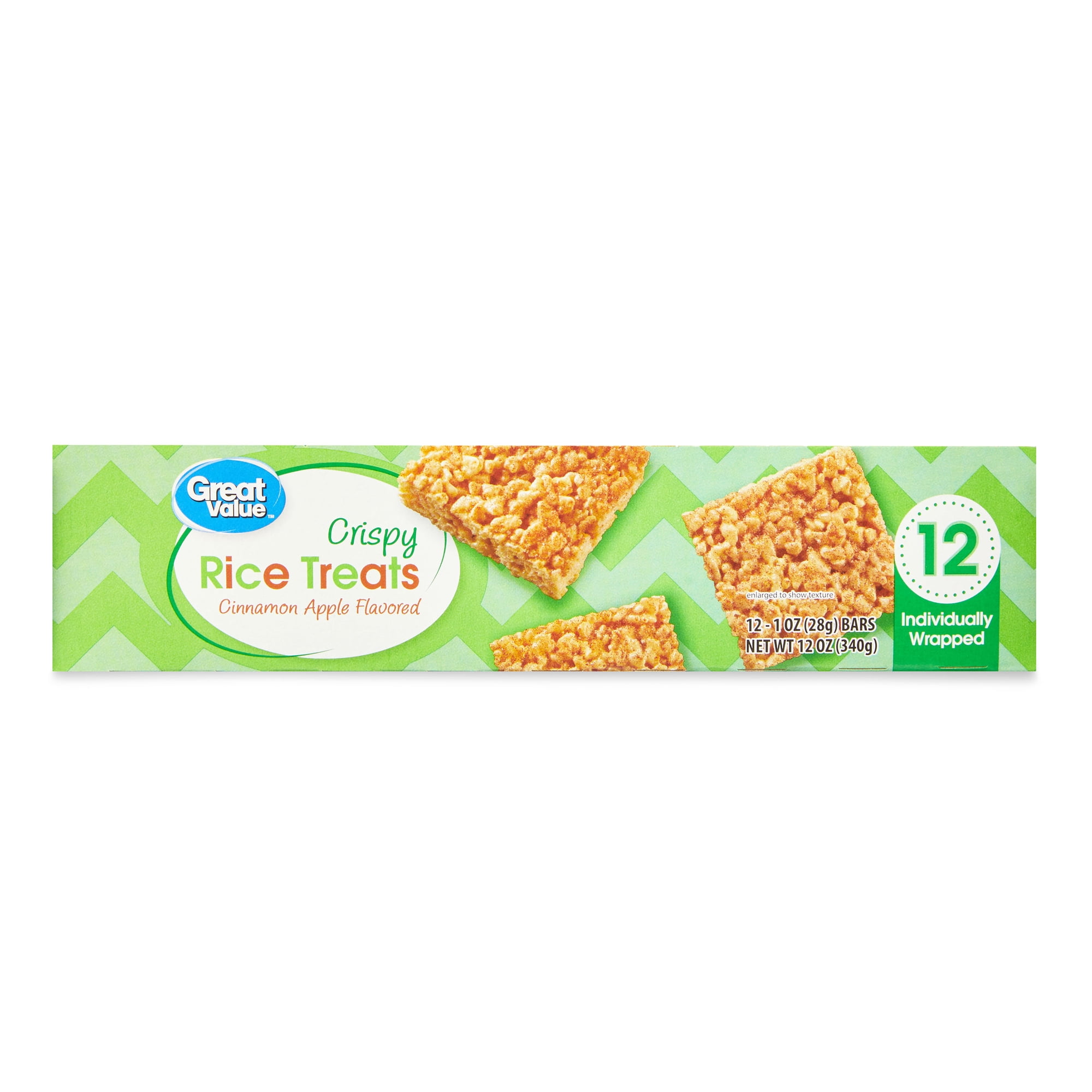 Great Value Apple Cinnamon Crispy Rice Treats, 12 oz, 12 Count