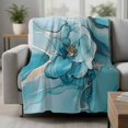 thumbnail image 2 of Teal Floral Marble Blanket Soft Cozy Warm Throw Blanket for Couch, Plush Fuzzy Flannel Fleece Blankets for Sofa, Modern Abstract Impressionist Art Bed Blankets Lightweight Gifts for Women, 50"x60", 2 of 9