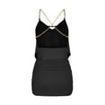 thumbnail image 5 of Teissuly Women's Asymmetrical Chain Strap Decor Crisscross Backless Bodycon Skirt Tops Two Piece Set, 5 of 6