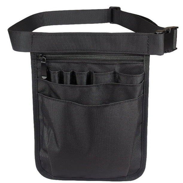 Paquete de enfermera para mujeres y hombres: riñonera de enfermera con múltiples compartimentos, organizador, bolsa de cadera para equipo médico utilitario. (Negro)