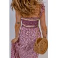 thumbnail image 1 of ABPHQTO Vestido largo floral sin mangas con volantes fruncidos rosa para mujer, 1 of 5