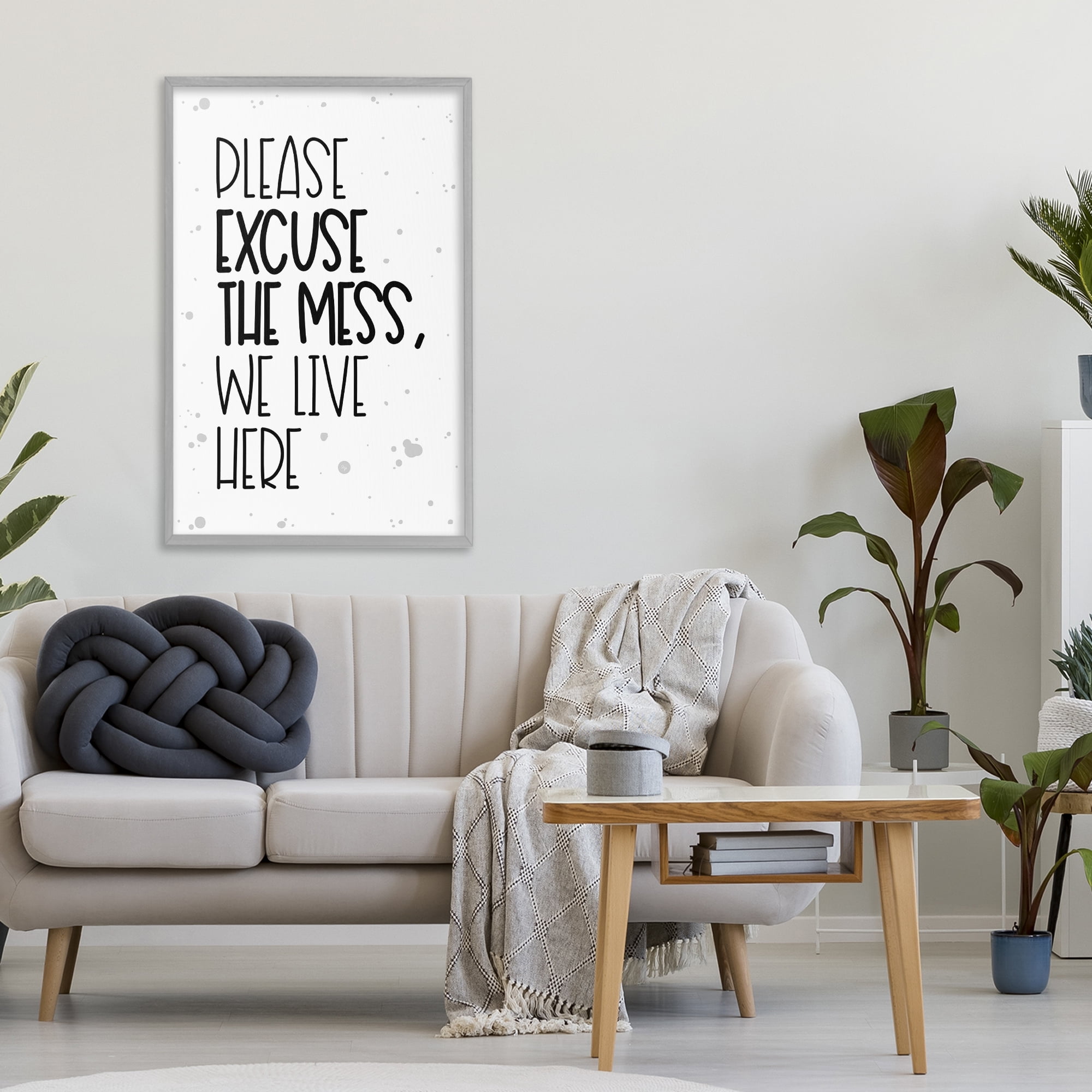 Stupell Industries Excuse the Mess Bold Gray Framed Giclee Art, design by Martina Pavlova