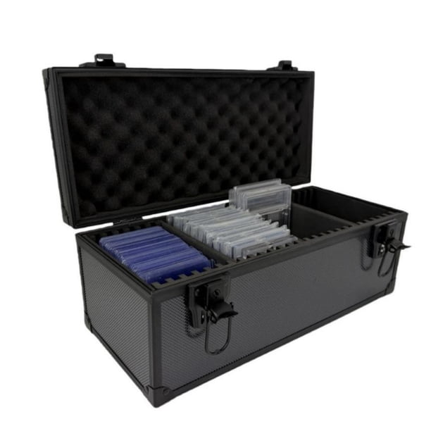 Estuche para guardar tarjetas,Caja portátil para guardar tarjetas coleccionables,Tarjetero con separadores,Colección de organizadores con asa,Funda protectora de aleación de aluminio