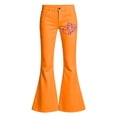 thumbnail image 3 of Uniform Pants for Girls Skinny Flare Pants Flare Pants High Waisted School Uniform Pant Bell Bottom Leggings with Pockets Back To School ClothesOrange, 3 of 4