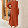 thumbnail image 4 of Guieoi Dress for Women under $10.00 Plus Size Women's Casual Solid Color Long Sleeve Pleated Large Dress Orange Black*Friday/Cyber*Monday, 4 of 4